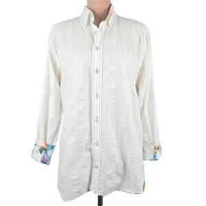 Georg Roth Los Angeles Button Down Long Sleeve Shirt White Size Medium